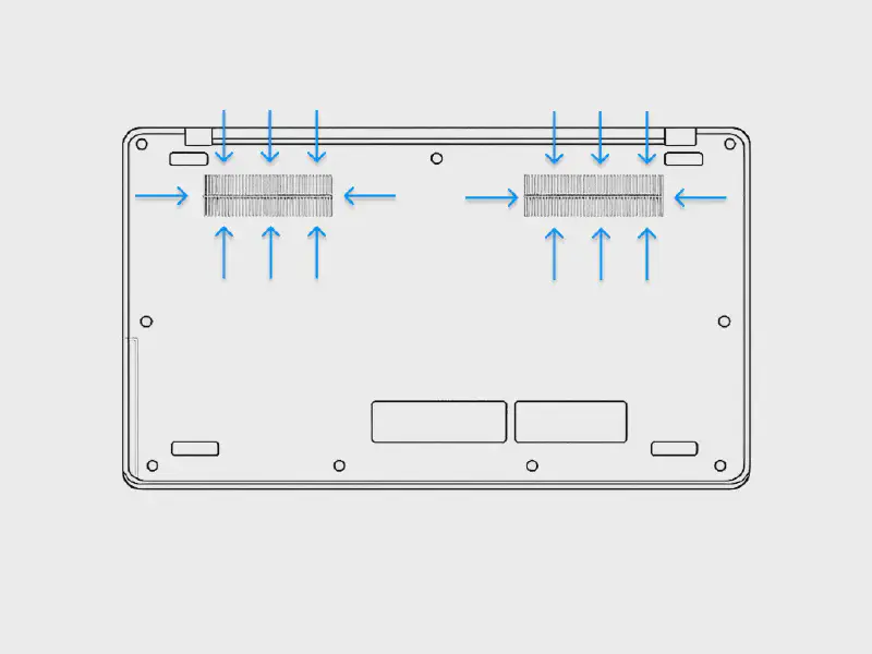 2D Vector image of laptop air flow in.
