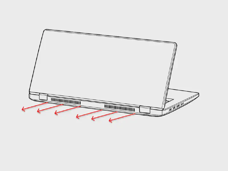 2D Vector image of laptop air flow out.